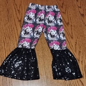 Floral Face Print Bell Bottom Pants